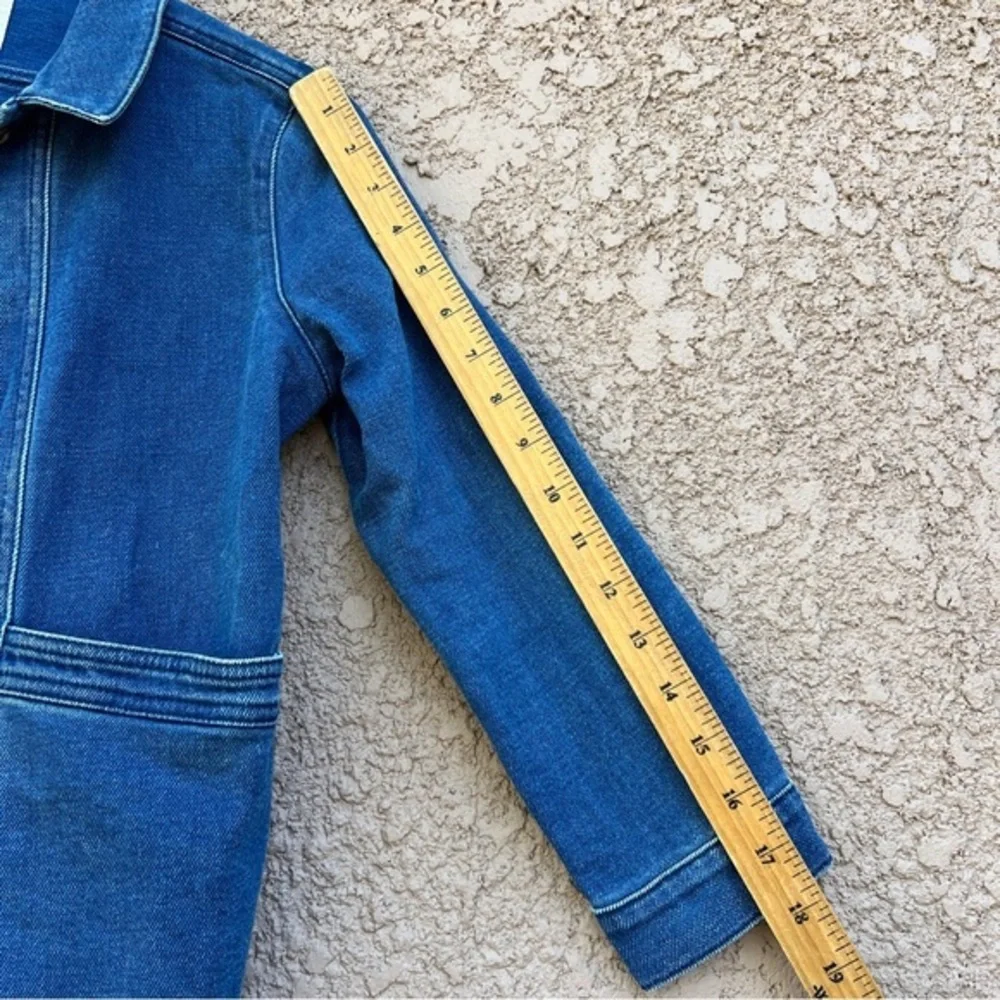 Sezane Will Denim Jacket Size 10‎ w Pockets Classic Indigo Blue